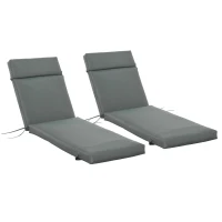 Outsunny Outdoor Lounge Chair Cushion Set of 2, Non-Slip Chaise Lounge Cushions, Sun Lounger Pads, 77.2" x 21.7", Dark Grey(m-2)