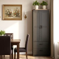 HOMCOM 67" Tall Kitchen Pantry Storage Cabinet, Kitchen Pantry Cabinet with Doors, Drawers and Adjustable Shelves, Black(m-8)