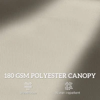 Outsunny 15' Outdoor Patio Umbrella with Twin Canopy Sunshade Steel Table Umbrella w/ Lift Crank, Cross base, Sandbag, Cream(m-7)