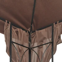 Outsunny 10' x 10' Patio Gazebo Outdoor, Canopy Shelter with Double-tier Roof, Pavilion Sidewalls for Garden Events, Brown(m-12)