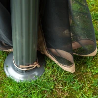 Outsunny Deck Gazebo with Beautiful Curtains, & Mesh Screen Drapes, 10ft x 10ft Double Canopy Polyester Shade for Backyard Garden, Khaki(m-12)
