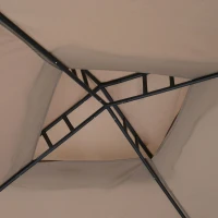 Outsunny 10' x 10' Patio Gazebo Outdoor Pavilion 2 Tire Roof Canopy Shelter Garden Event Party Tent Steel Frame, Brown(m-13)