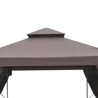 Outsunny 10' x 10' Patio Gazebo Outdoor, Canopy Shelter with Double-tier Roof, Pavilion Sidewalls for Garden Events, Brown(m-13)