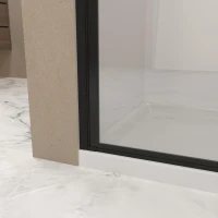 24" Pivot Shower Door with Explosion-Proof Safety Film and Stainless Steel Handle, Swinging Panel for Bathroom, 24" L x 0.5" W x 72" H, Matte Black(m-9)