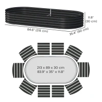 Outsunny 7' x 3' x 1' Large Outdoor Planter Box, Galvanized Raised Garden Bed with Metal Plant Stake, Black(m-3)