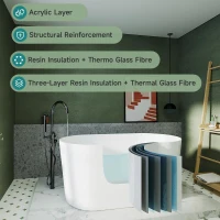 51" Acrylic Freestanding Soaking Tub with Flexible Drain Hose, Bathtub with Adjustable Leveling Feet, 51" L x 27.5" W x 23" H, Gloss White(m-4)