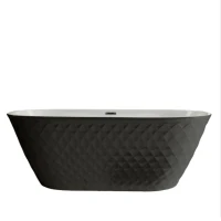 67" Freestanding Acrylic Bathtub with Spacious Oval Shape and Anti-Bacterial High-Gloss Finish, Tub for Bathroom, 67" L x 31.5" W x 23" H, Black(m-2)