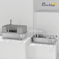 PawHut Stainless Steel Litter Box, XL High Sided Cat Litter Box with Scoop, Anti Leakage & Easy to Clean, 24" x 16" x 12", Grey(m-3)