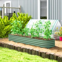 Outsunny 7.9 x 2 x 1ft Galvanized Raised Garden Bed Kit, Metal Planter Box with Safety Edging, Green(m-1)