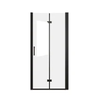32" Bifold Shower Door with Stainless Steel Handle and Raised Water-Blocking Strips, Space-Saving Panel for Bathroom, 32" L x 0.5" W x 72" H, Matte Black(m-2)