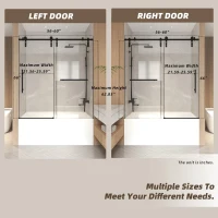 Sliding Bathtub Door with Waterproof Seals and Tempered Glass, Bathroom Door with Towel Bar Handle, 60" L x 0.5" W x 66" H, Matte Black(m-3)