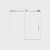 Frameless Sliding Shower Door with Smooth Quiet Stainless Steel Rollers & Round Tracks, Panel for Bathroom, 60" L x 0.5" W x 60" H, Brushed Nickel(m-2)