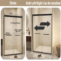 Double Sliding Glass Shower Door with Explosion-Proof Safety Film, Durable Aluminum Panel for Bathroom, 54" L x 0.5" W x 72" H, Matt Black(m-3)
