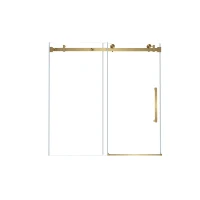 Frameless Shower Door with Anti-Shatter Safety Film and Bottom Water-Blocking Strip, Panel for Bathroom, 60" L x 0.5" W x 60" H, Brushed Gold(m-2)