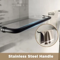 Double Sliding Shower Door with Explosion-Proof Safety Film and Stainless Steel Long Handle, Panel for Bathroom, 60" L x 0.5" W x 60" H, Matt Black(m-4)