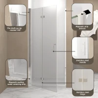 36" Bifold Shower Door with Safety Film and Water-Blocking Strips, Bathroom Door with Stainless Steel Handle, 36" L x 0.5" W x 72" H, Chrome(m-7)