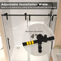 Sliding Shower Door with Waterproof Seals and Tempered Glass, Bathroom Door with Towel Bar Handle, 60" L x 0.5" W x 76" H, Matte Black(m-5)