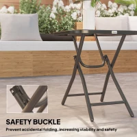 Outsunny Patio Table, Folding Coffee Table with Tempered Glass Tabletop, Portable Bistro Table for Patio, Backyard(m-6)