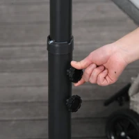 Outsunny 9.7ft Offset Patio UmbrellaCantilever Parasol with Crank Handle, 8 Ribs and Cross Base for Outdoor, Sun Shade, Black(m-9)