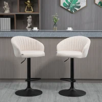 HOMCOM Bar Stools Set of 2, Swivel Counter Height Barstools with Back, Footrest, Adjustable Height, Beige(m-1)