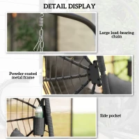 Outsunny Metal Stand Hanging Egg Chair, with Full Body Padded Seat - Grey(m-7)