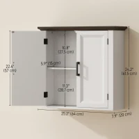 HOMCOM Bathroom Wall Cabinet, Farmhouse Medicine Cabinet Wall Mounted with 2 Doors and Adjustable Shelf, White(m-3)