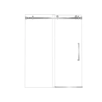 Frameless Shower Door with Anti-Shatter Safety Film and Bottom Water-Blocking Strip, Panel for Bathroom, 60" L x 0.5" W x 76" H, Brushed Nickel(m-2)