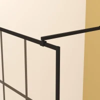 Framed Glass Shower Screen with Safety Film and Tempered Glass, Door with Stainless Steel Support Rod, 34" L x 0.5" W x 72" H, Matte Black(m-11)