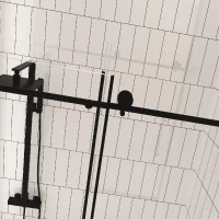 Frameless Sliding Shower Door with Smooth Quiet Stainless Steel Rollers & Round Tracks, Panel for Bathroom, 60" L x 0.5" W x 60" H, Matte Black(m-11)