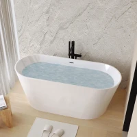 55" Freestanding Acrylic Soaking Bathtub with Double-Wall Insulation for Heat Retention, Tub for Bathroom, 55" L x 29.50" W x 23.5" H, Gloss White(m-9)