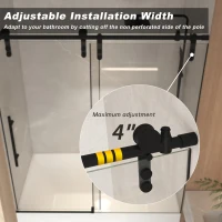 Sliding Bathtub Door with Waterproof Seals and Tempered Glass, Bathroom Door with Towel Bar Handle, 60" L x 0.5" W x 66" H, Matte Black(m-4)