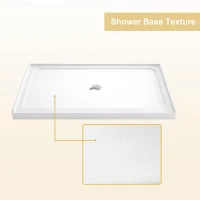 32" x 48" Shower Base with Durable No-Flex Construction, Acrylic 3-Wall Alcove Shower Pan with Center Drain, 48" L x 32" W x 3" H, Gloss White(m-7)