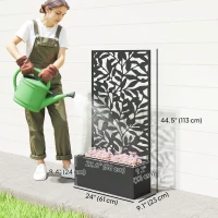 Outsunny Raised Garden Bed with Trellis, Outdoor Privacy Screen with Planter Box, 24" x 9.1" x 44.5", Black(m-3)