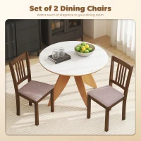 HOMCOM Modern Dining Chairs Set of 2, Linen Upholstered Kitchen Chairs with Rubberwood Legs for Dining Room, Living Room, Brown(m-4)