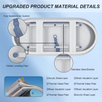 67" Freestanding Soaking Tub with Vertical Pleated Exterior, Bathtub with Chrome Pop-Up Toe-Tap Drain, 67" L x 31.5" W x 23" H, Gloss White(m-4)