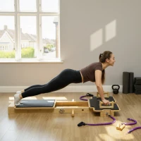 Soozier Portable Pilates Reformer Machine, Multifunctional Pilates Board with Resistance Bands and Multi-Grips for Home Gym(m-10)