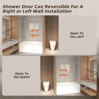 Sliding Shower Door with Waterproof Seals and Tempered Glass, Bathroom Door with Towel Bar Handle, 60" L x 0.5" W x 66" H, Brushed Nickel(m-8)