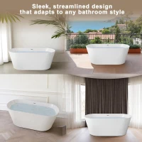 55" Freestanding Acrylic Soaking Bathtub with Double-Wall Insulation for Heat Retention, Tub for Bathroom, 55" L x 29.50" W x 23.5" H, Gloss White(m-4)