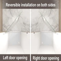 Pivot Shower Door with Explosion-Proof Film and Tempered Glass, Bathroom Door with Stainless Steel Handle, 34" L x 0.5" W x 72" H, Chrome(m-9)