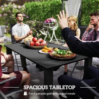 Outsunny 59" Outdoor Patio Table with Umbrella Hole, Outdoor Dining Table with Slatted Tabletop for Backyard Garden, Black(m-4)