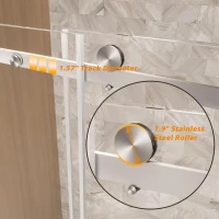 Frameless Shower Door with Anti-Shatter Safety Film and Bottom Water-Blocking Strip, Panel for Bathroom, 60" L x 0.5" W x 60" H, Brushed Nickel(m-4)