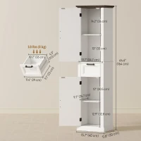 HOMCOM 65" Tall Bathroom Storage Cabinet, Freestanding Farmhouse Slim Bathroom Cabinet with 2 Doors, Shelves and Drawer, White(m-3)