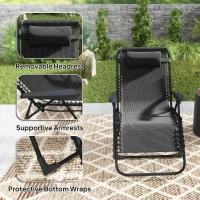 Outsunny Folding Zero Gravity Chair, 5-Position Adjustable Outdoor Lounge Chair Recliner with Headrest, Black(m-9)