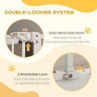 PawHut 30 Inch Tall Pet Gate with Door Dog Gate and Barrier Indoor for Stairs, Pressure-Mounted Safety Gate, White(m-4)