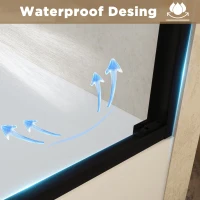 Double Sliding Shower Door with Explosion-Proof Safety Film and Stainless Steel Long Handle, Panel for Bathroom, 60" L x 0.5" W x 60" H, Matt Black(m-5)