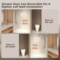 60" Sliding Shower Door with Waterproof Seals and Tempered Glass, Bathroom Door with Towel Bar Handle, 60" L x 0.5" W x 76" H, Brushed Nickel(m-7)