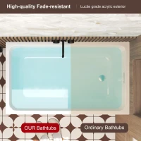 47" Acrylic Freestanding Bathtub with Built-In Seat, Ergonomic Sloping Backrest, Soaking Tub for Bathroom, 47" L x 27.5" W x 25" H, Gloss White(m-7)