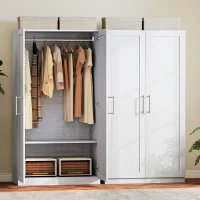 HOMCOM Wardrobe Cabinet with 2 Doors and Hanging Rod, Modern Armoire Wardrobe Closet for Bedroom, White Wood Effect(m-10)