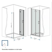 28” Bi-Fold Shower Door with Explosion-Proof Film and Tempered Glass, Bathroom Door with Stainless Steel Handle, 28" L x 0.5" W x 72" H, Chrome(m-3)
