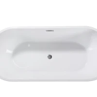 59" Acrylic Freestanding Soaking Bathtub with Double-Wall Insulation, Ergonomic Deep Tub for Heat Retention, 59" L x 29.5" W x 23" H, Gloss White(m-12)